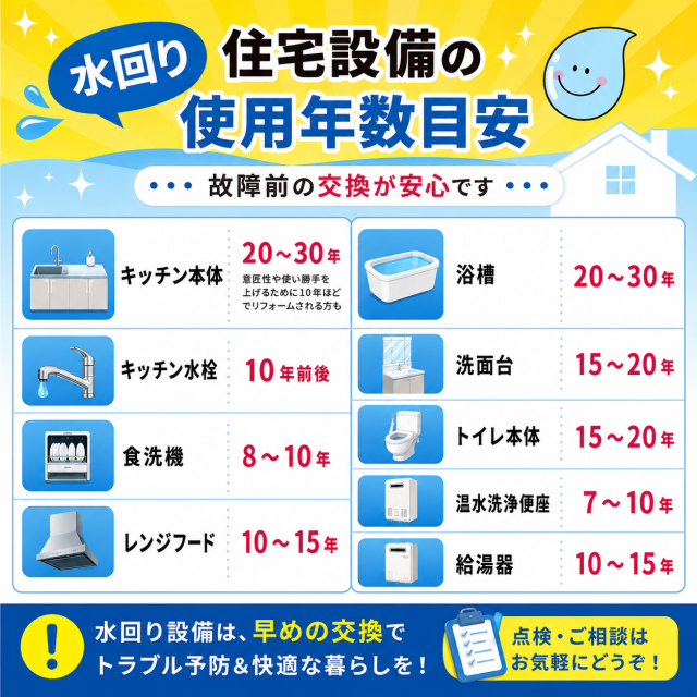 水回り設備の寿命は何年？故障する前の交換で安心・快適な暮らしを