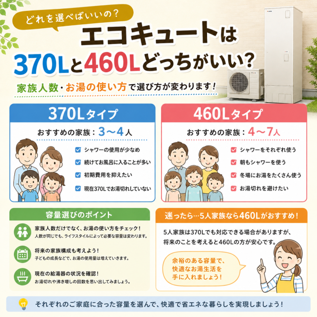 エコキュートは何Lがいい？370Lと460Lの選び方を徹底解説