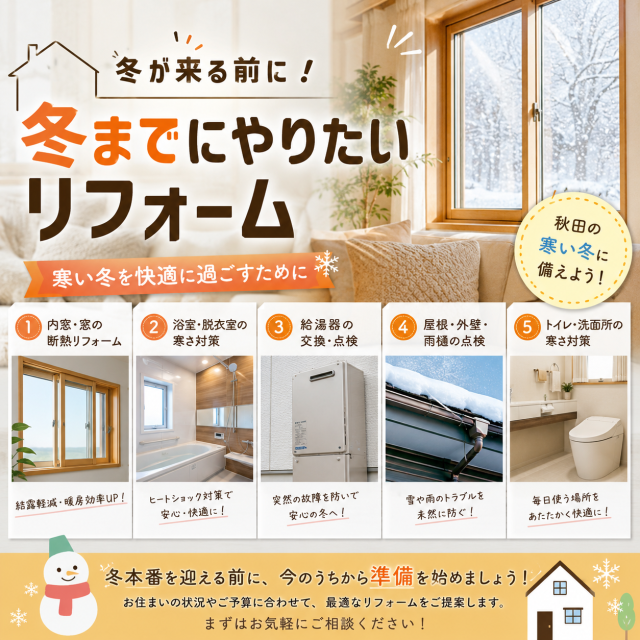 冬になる前にやっておきたいリフォーム5選｜秋田の寒い冬に備えるなら今！