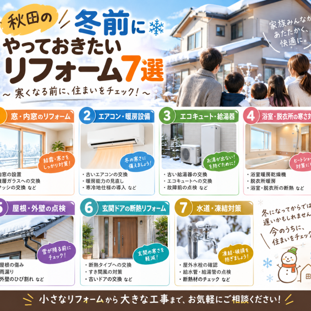 秋田の冬前にやっておきたいリフォーム7選｜寒くなる前に住まいをチェック！