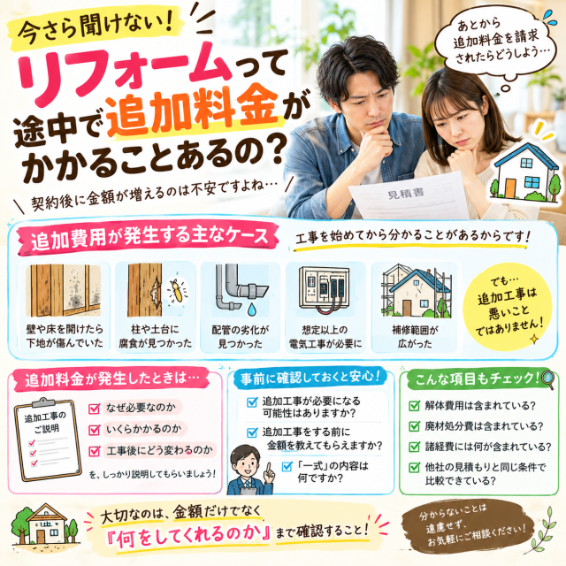 今さら聞けない！リフォームって途中で追加料金がかかるの？